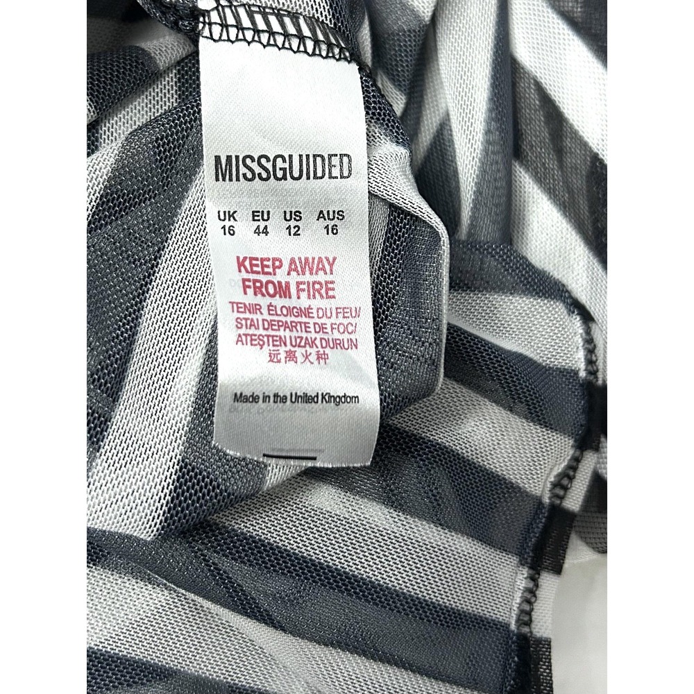 Missguided Skirt Size 12 Black White Stripe Sheer Mesh Maxi Festival Beach Party - Picture 8 of 12